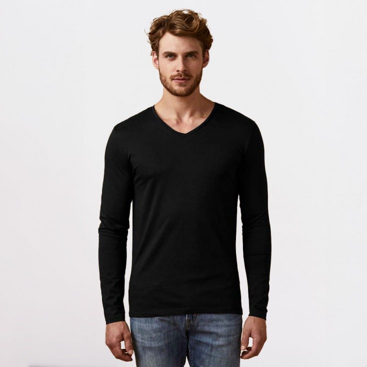 T-shirt manches longues col V Hommes - 9D/black (1460_E1_G_K_.jpg)