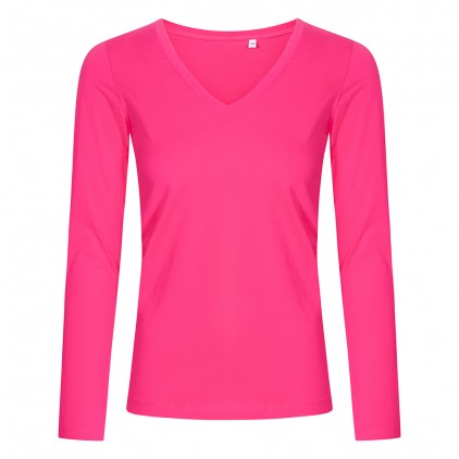 T-shirt manches longues col V grandes tailles Femmes - BE/bright rose (1560_G1_F_P_.jpg)