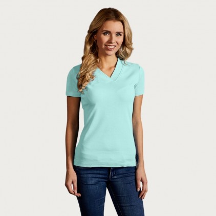 Ripp V-Ausschnitt T-Shirt Damen Sale - IM/icy mint (3051_E1_C_V_.jpg)