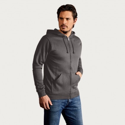 Baumwoll Zip Hoodie Jacke Männer Sale - WG/light grey (5080_E1_G_A_.jpg)