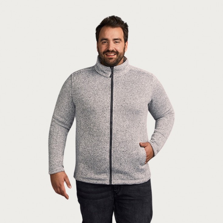 Knit fleece Jacket C+ Plus Size Men - HY/heather grey (7720_L1_G_Z_.jpg)