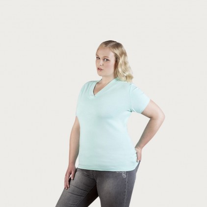 Ripp V-Ausschnitt T-Shirt Plus Size Frauen Sale - IM/icy mint (3051_L1_C_V_.jpg)