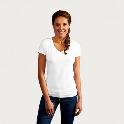 Slim-Fit V-Ausschnitt T-Shirt Frauen - 00/white (3086_E1_A_A_.jpg)