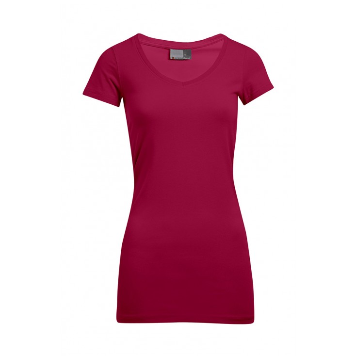 Slim-Fit V-Ausschnitt T-Shirt "Lang" Frauen Sale - CB/cherry berry (3087_G1_F_OE.jpg)