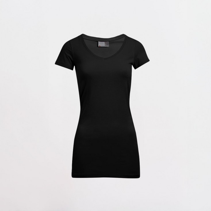 Slim-Fit V-Ausschnitt T-Shirt "Lang" Plus Size Frauen - 9D/black (3087_L1_G_K_.jpg)